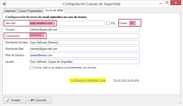 Configuración Copias de Seguridad